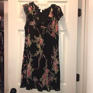 Oscar de la Renta Vintage Black Floral Dress